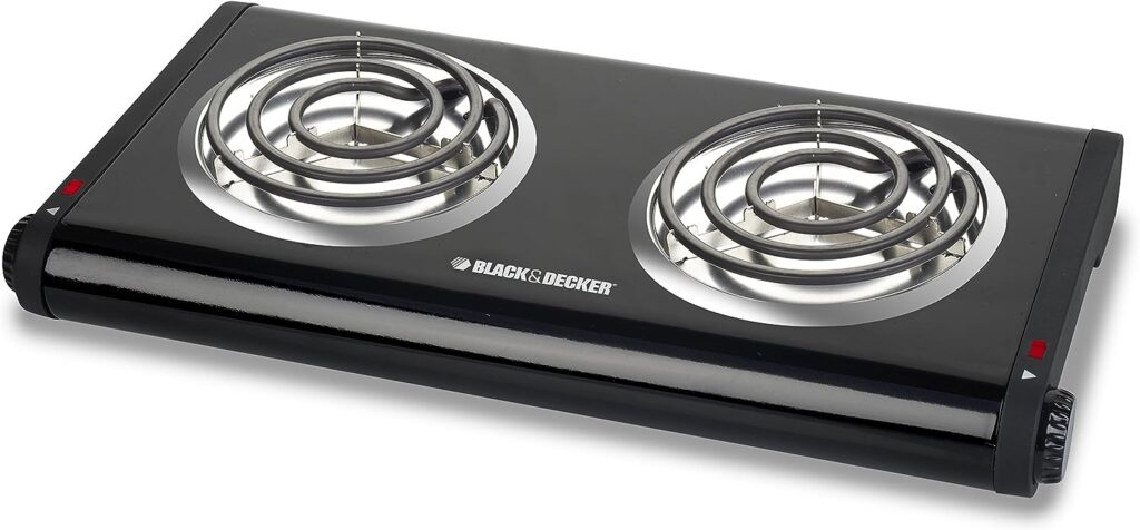 BLACK+DECKER Double Burner Portable Buffet Range, Black, DB1002B