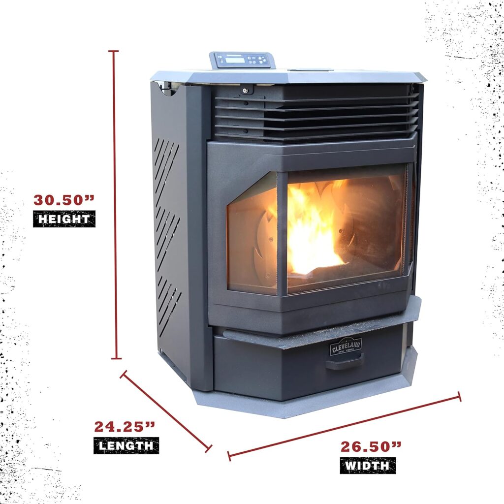 Cleveland Iron Works PSBF66W-CIW Bayfront Pellet Stove, WiFi Enabled, 66 lb Hopper, Black