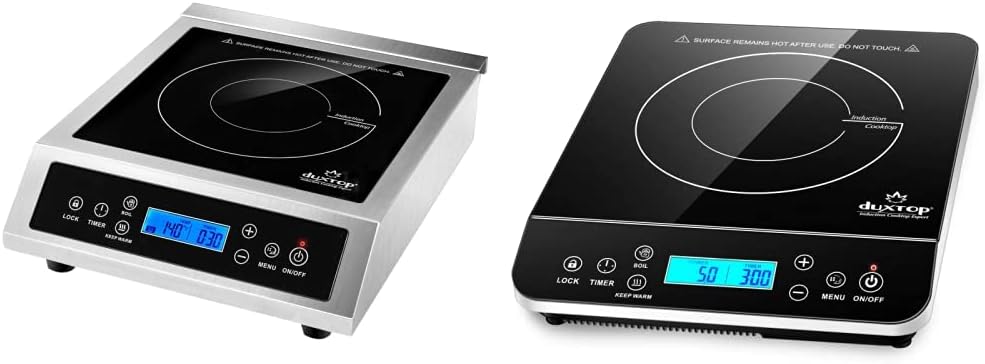 Duxtop Professional Portable Induction Cooktop, Commercial Range Countertop Burner, 1800 Watts Induction Burner with Sensor Touch and LCD Screen, P961LS/BT-C35-D, Silver/Black