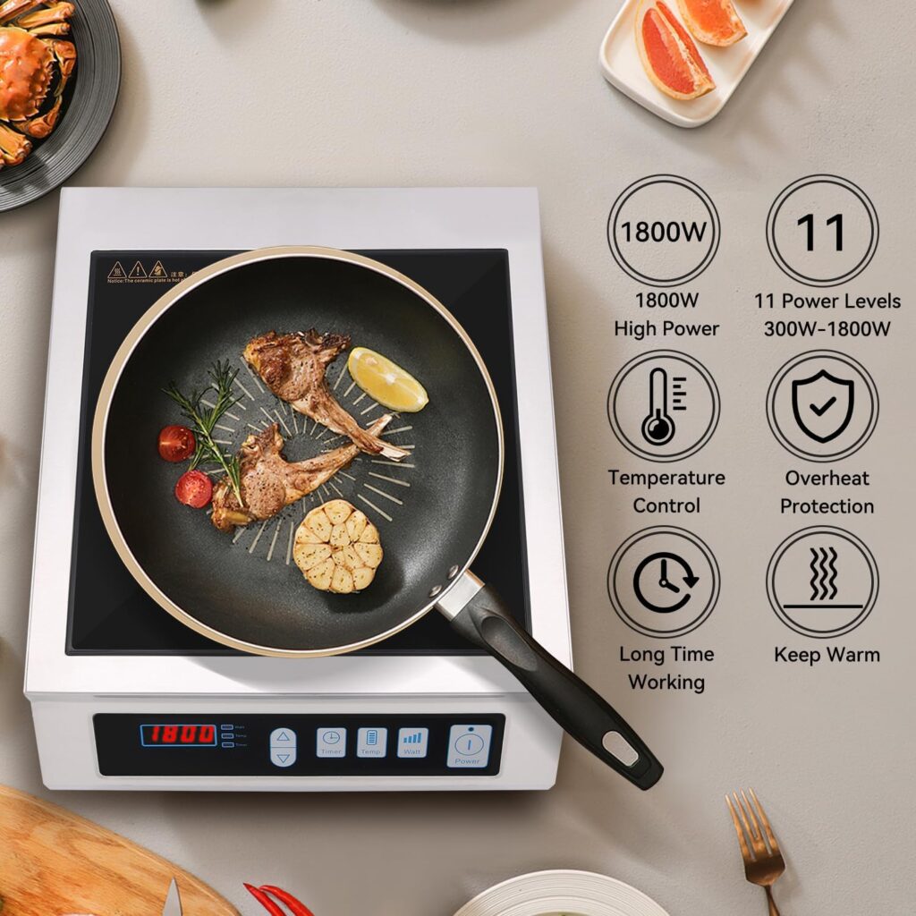 JOZOOES 600W / 120V Induction Cooktop - 7.7 Mini Portable Countertop Burners Induction Hot Plate Electric Stove for RV,Office, Tea Room, Camp, Tea party