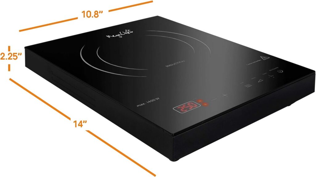 MegaChef Portable 1400W Single Induction Cooktop With Digital Control Panel