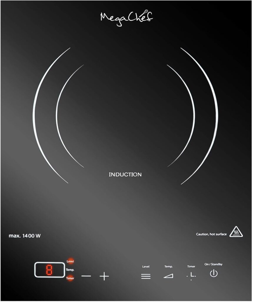 MegaChef Portable 1400W Single Induction Cooktop With Digital Control Panel