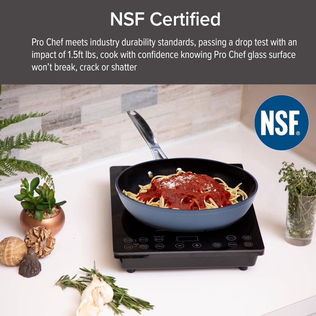 Nuwave Pro Chef Induction Cooktop, Portable, Large 8” Heating Coil, Temp Settings from 100°F - 575°F, Perfect for Commercial  Professional Settings, NSF-Certified, Shatter-Proof Ceramic Glass Surface