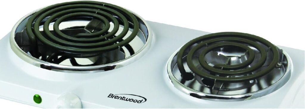 Brentwood Appliances TS-368 Electric Double Burner (White), 20.10in. x 11.70in. x 3.60in