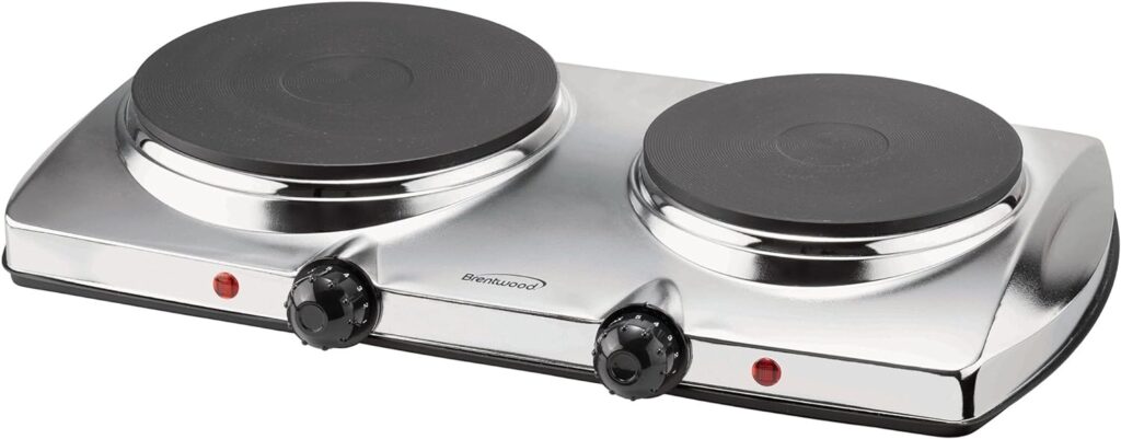 Brentwood Electric Double Hot Plate 1440-Watt, Pack of 1, Silver