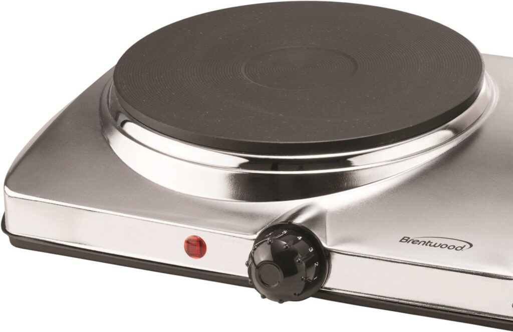 Brentwood Electric Double Hot Plate 1440-Watt, Pack of 1, Silver