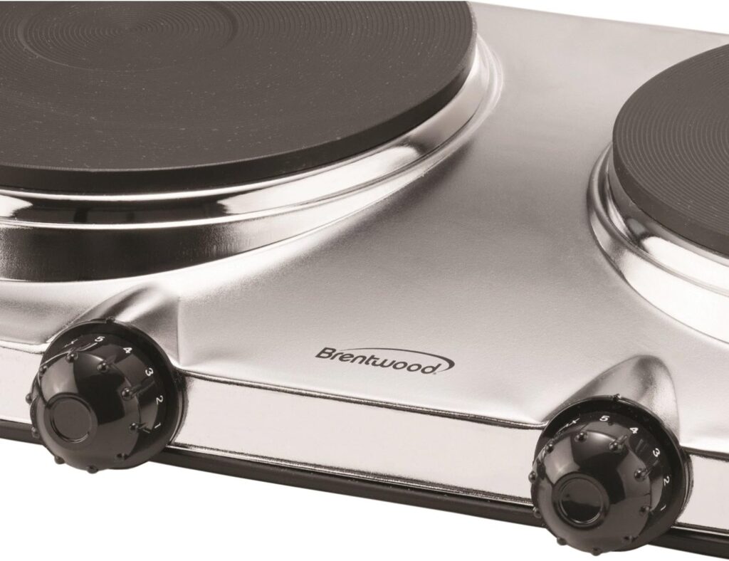 Brentwood Electric Double Hot Plate 1440-Watt, Pack of 1, Silver