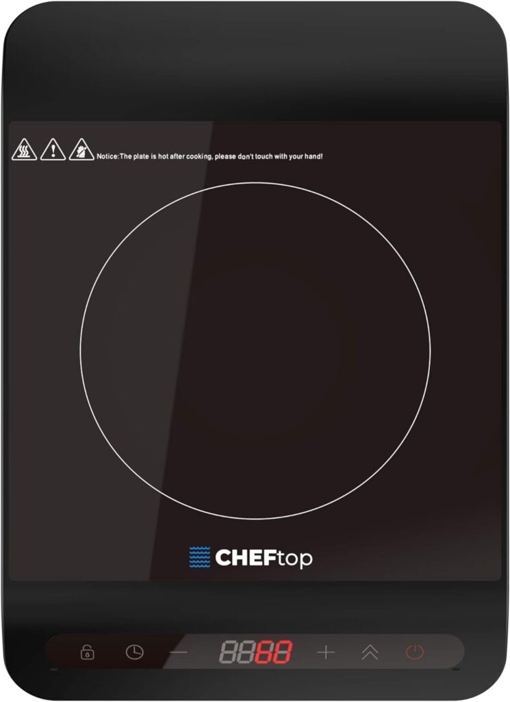 Cheftop Induction Cooktop Portable Induction Burners 120V Digital Ceramic Top with Kids Safety Lock,1800 Watt, Touch Sensor Control Multiple Cooking Zones  Levels (Double Burner (Vertical))