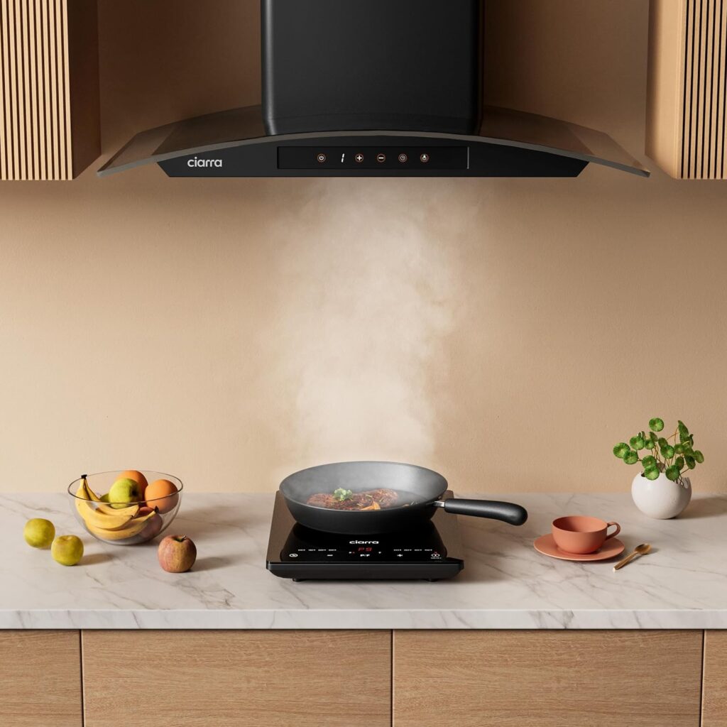 CIARRA CATIH1 1800W Portable Induction Cooktop, Ultra Slim Single Electric Countertop Burner with Sensor Touch and Digital timer ETL Approved