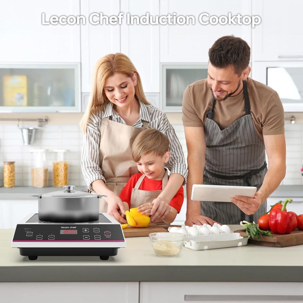 Lecon Chef Induction Cooktop 1800W Induction Burner Cooker Portable Commercial Countertop Burner Stove Stainless Steel Electric 10 PowerTemperature Levels Induction Range with 24-Hour Timer  Preset