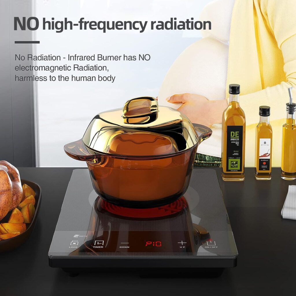 PAYISHO Hot Plate 1600W Single Induction Burner,Portable Electric Stove for Cooking,Infrared Burner Induction Cooktop Compatible for All Cookware Black.