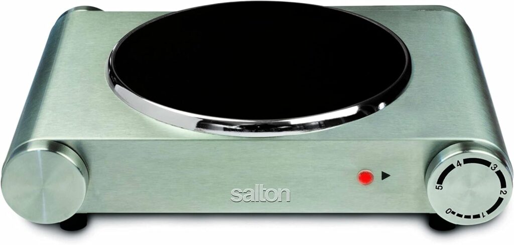 Salton Single Stainless Steel Infrared Portable Electric Cooktop, 7.4 inch