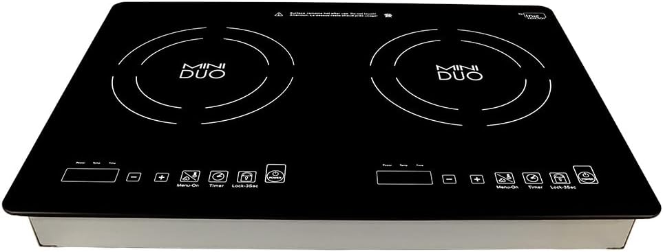 True Induction MD-2B Mini Duo Portable Counter Inset Double Burner Induction Cooktop, 120V, Black