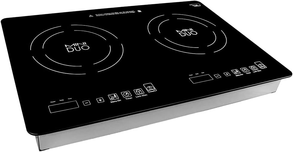 True Induction MD-2B Mini Duo Portable Counter Inset Double Burner Induction Cooktop, 120V, Black