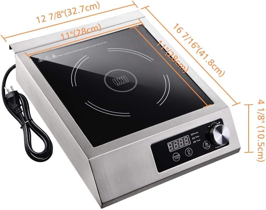 WeChef 3500W Commercial Induction Cooktop, 220 to 240V Kitchen Electric Stove Burner with Sensor Touch and LED Screen Rapid Heating Cookware Stainless Steel with ETL Certification